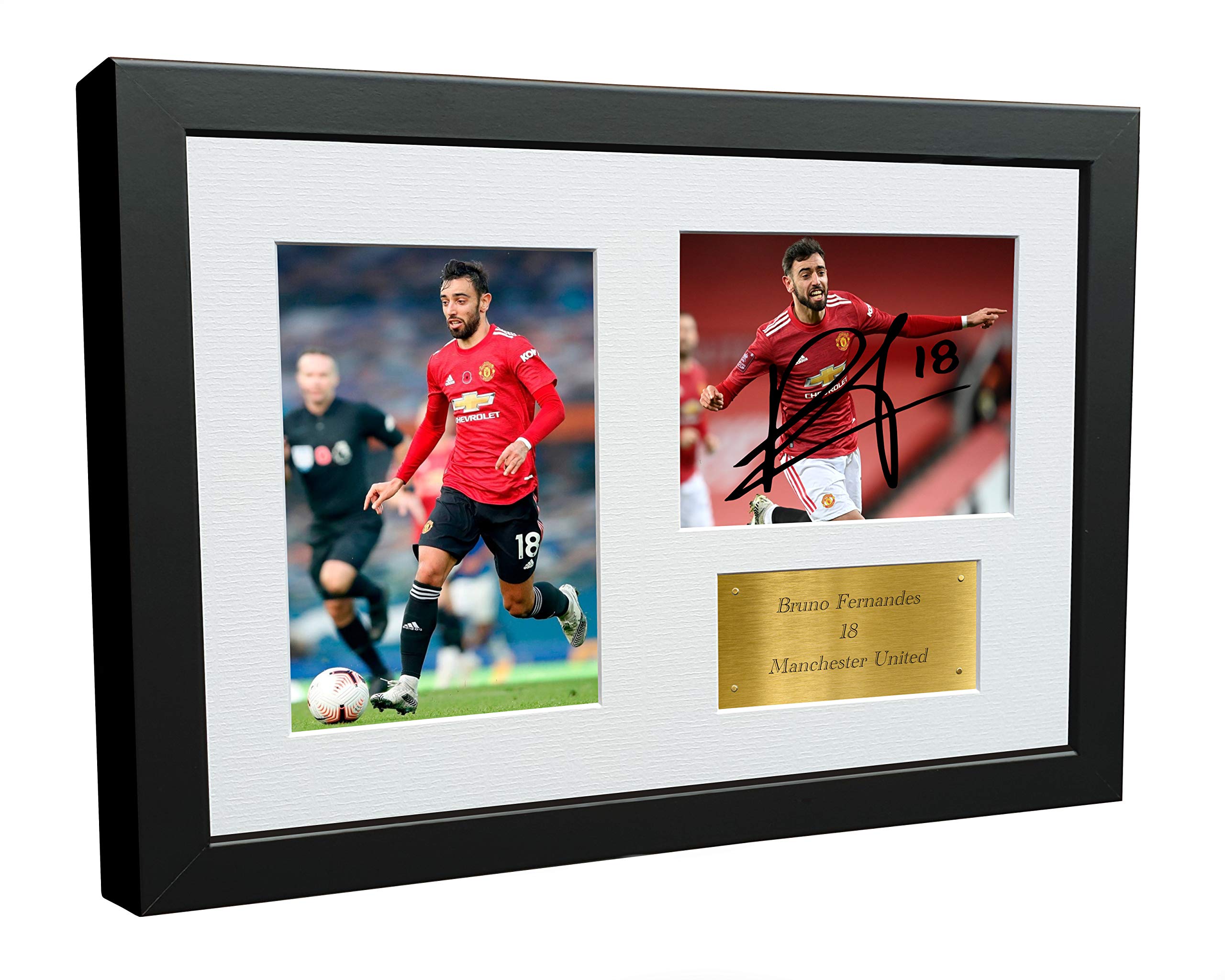 Kitbags & Lockers 12x8 A4 Signed Triple Bruno Fernandes Manchester United Autographed Photo Photograph Picture Frame Football Soccer Poster Gift