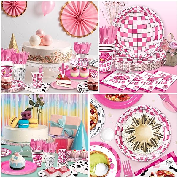 COWGIRL BIRTHDAY PARTY DECORATIONS SUPPLIES – 229 PCS WESTERN DISCO PARTY KIT WITH BANNER, PLATES, CUPS, CUTLERY, BALLOONS & TABLE COVER, SERVE 30