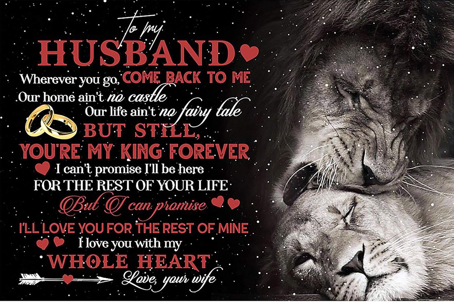 Amazon Com Spread Inspiration Lion Poster To My Husband Wherever You Go Come Back To Me I Ll Love You For The Rest Of Mine Love With My Whole Heart Poster Wall Decor Everything Amazon Com Spread Inspiration Lion Poster To My Husband Wherever You Go Come Back To Me I Ll Love You For The Rest Of Mine Love With My Whole Heart Poster Wall Decor Everything