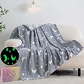 QSTEHEML Moon Valentines Day Gifts for Kids,Star Gifts Toys for Boy Birthday Bedroom Decor for Age 3-12 Years Old,Glow in The Dark Blanket for Teens Child Grandkids Soft Luminous Blanket 50"×60"