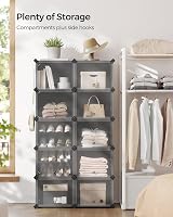 SONGMICS 10-Slot Interlocking Shoe Rack with Doors Black LPC035B01 view 4