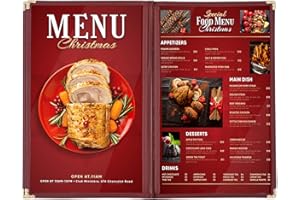 30 Pack of WeChef Menu Cover 3 Page 6 View Double Stitch Trim Fits 8.5X14 Paper Transparent Cafe Restaurant Burgundy