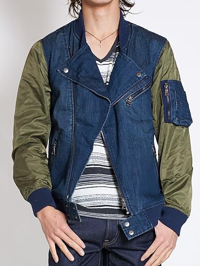 Amazon インディゴ カーキ Ll Ma 1 メンズ ライダース ジャケット