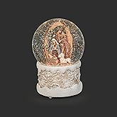 Roman – 120mm Lighted Swirl Holy Family Glitterdome, 7" Christmas Snow Globe Decoration, Illuminated Nativity Gift