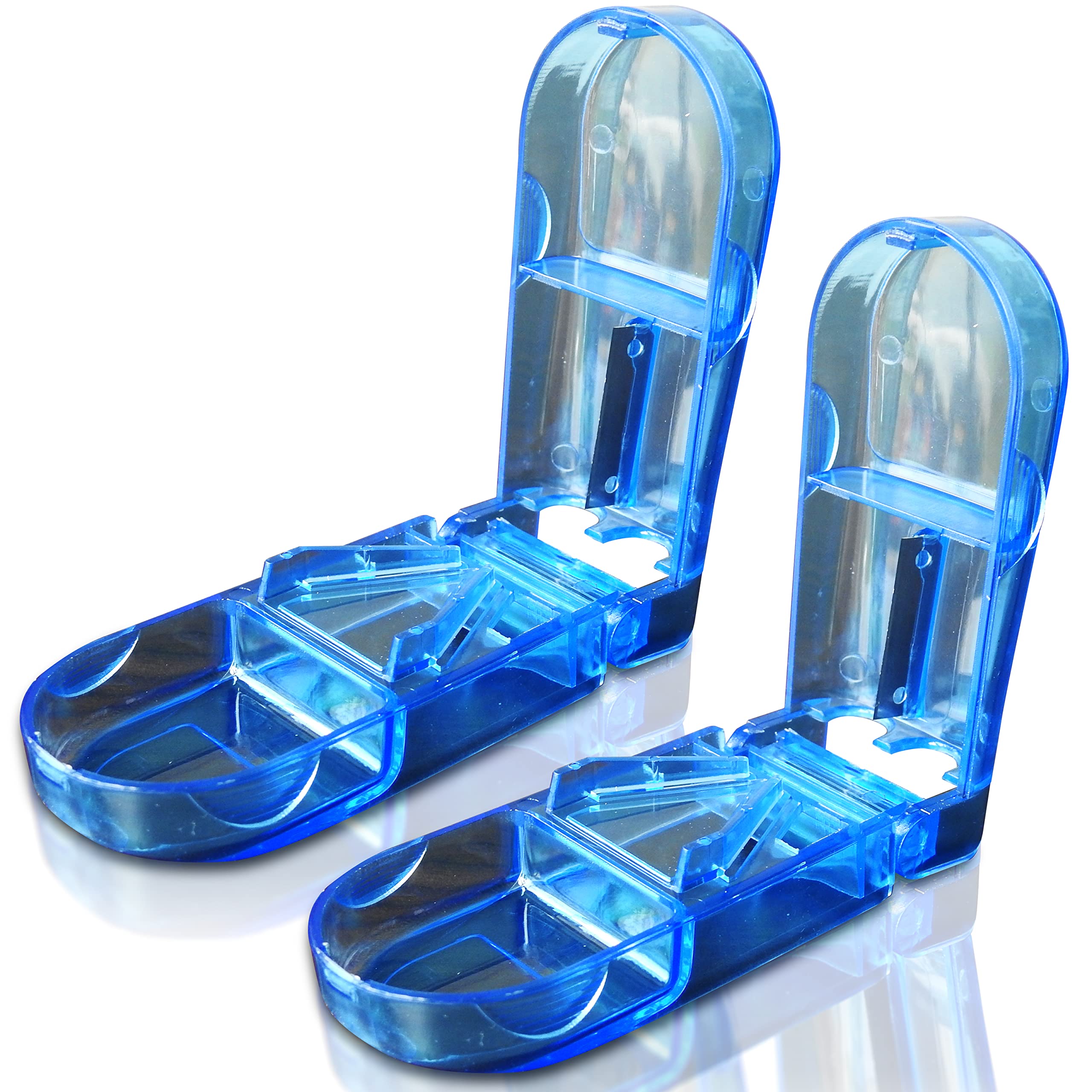 RE-GEN Twin Pack Pill Cutter Medication Splitter Divider Breaker Dispenser Splitting Tool