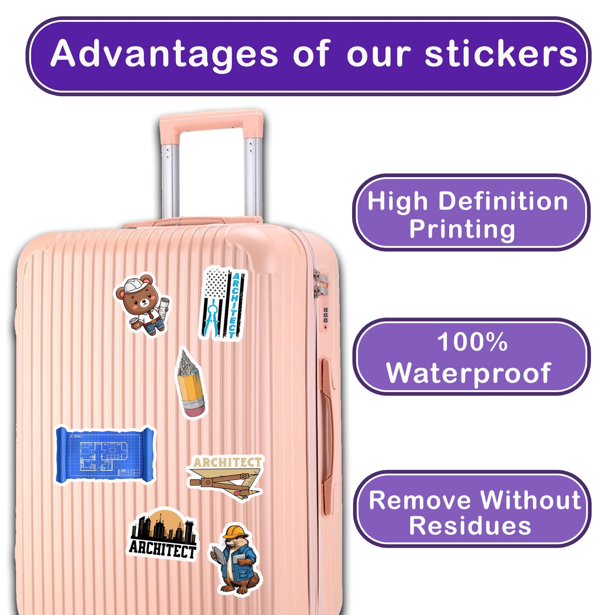 BIGZORO 50 PCS Architect Pack Stickers Work Funny