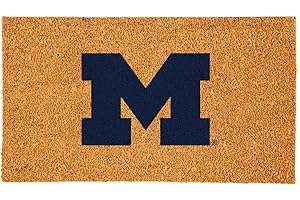 Team Sports America NCAA University of Michigan Natural Coir Doormat | Official Full Color Team Logo | 28 x 16 Inches | Non Slip Back | Front Door Welcome Floor Mats | Indoor Outdoor Entrance Rug