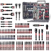 Geinxurn 98Pieces 1”/2” Impact Screwdriver Bits Set, Magnetic S2 Steel (Phillips/Slotted/Square/Torx/Hex/Security Torx) Driver Bits Tips,Impact Bit Holder and Nut Driver with Grey Storage Box Case