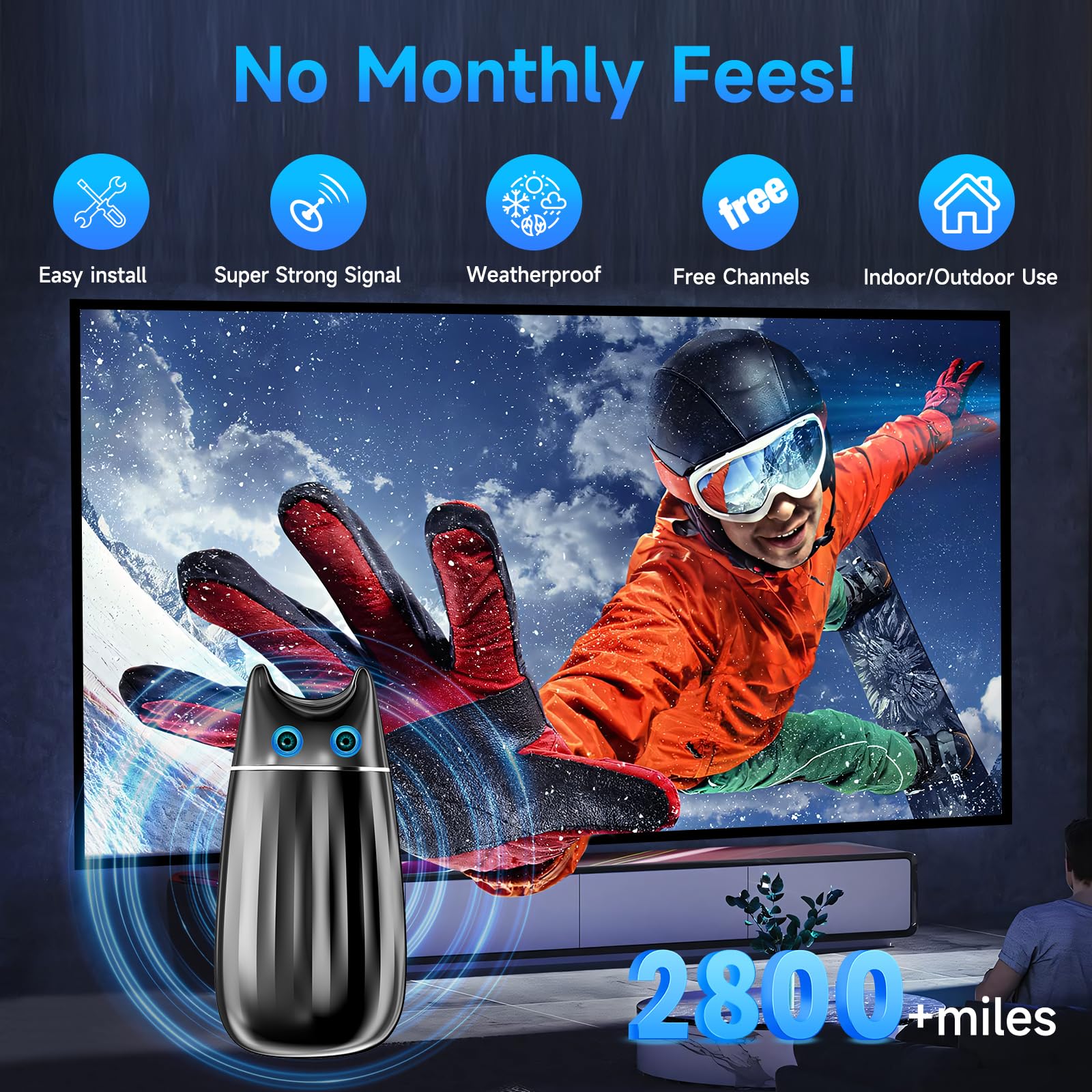 Photo 1 of 1800+ Miles Strongest TV Antenna, Supports 4K 8K 1080P for All TVs - 38FT Coax Cable