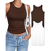 OLCHEE Womens 2PK High Neck Tank Tops Workout Long Seamless Trendy Basic Shirts Going Out Slim Fit 2025