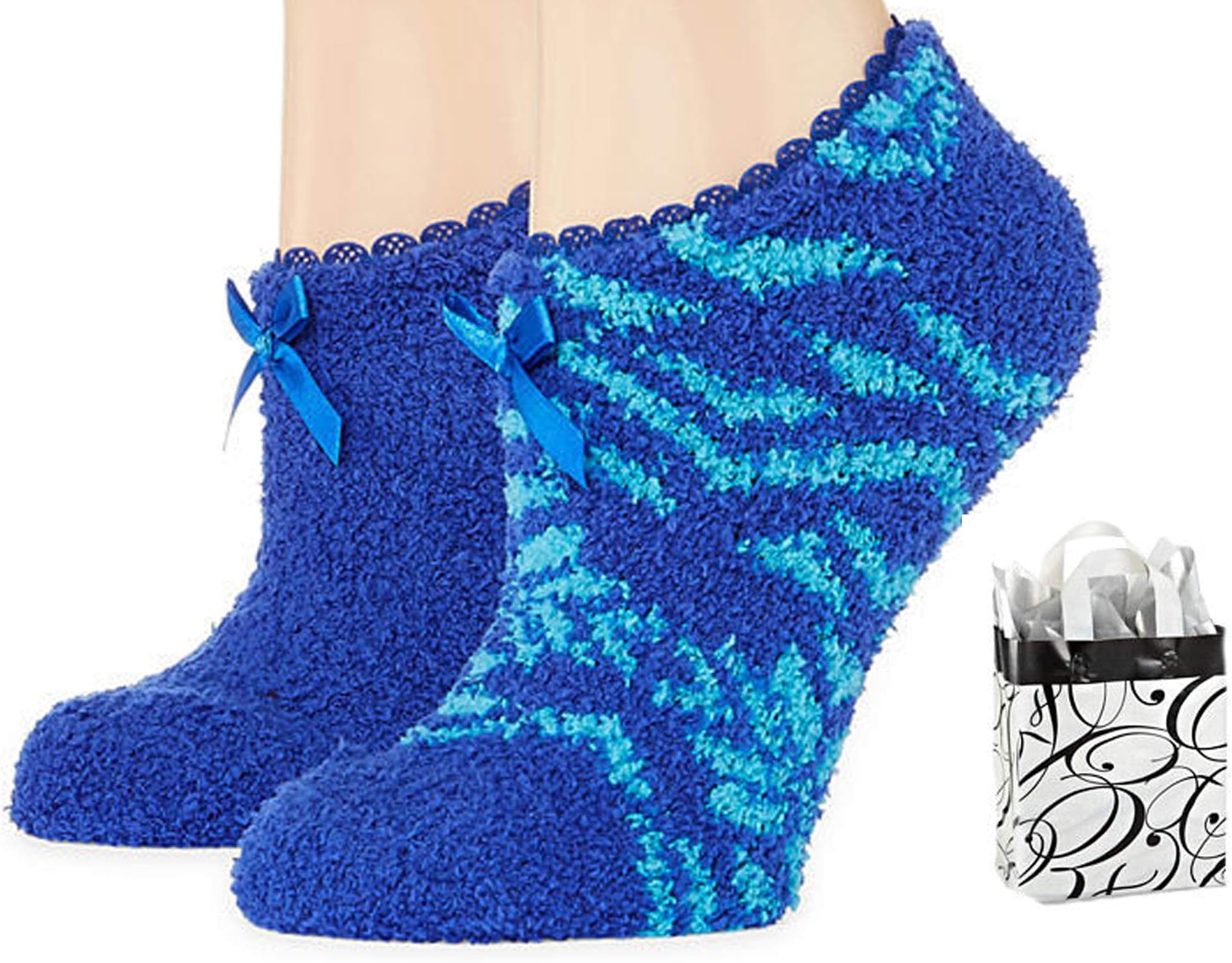 Mixit Womens Slipper Socks 2 Pair & Bag Multi-Pack Gift Set