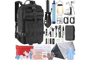 PIXATO Gifts for Men Christmas Survival Kit, Survival Gear and Equipment 258 PCS with Water Filter, Emergency Tent, LED Lantern, First Aid Kit Supplies, 25L Backpack for Family, Outdoor Camping, Hiking
