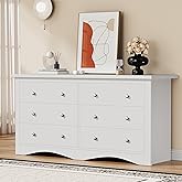 YESHOMY Dresser for Bedroom with 6 Drawers, Modern Chest of Drawers, Wooden Dressers, TV Stand for Living Room,Closet, Hallway (White)