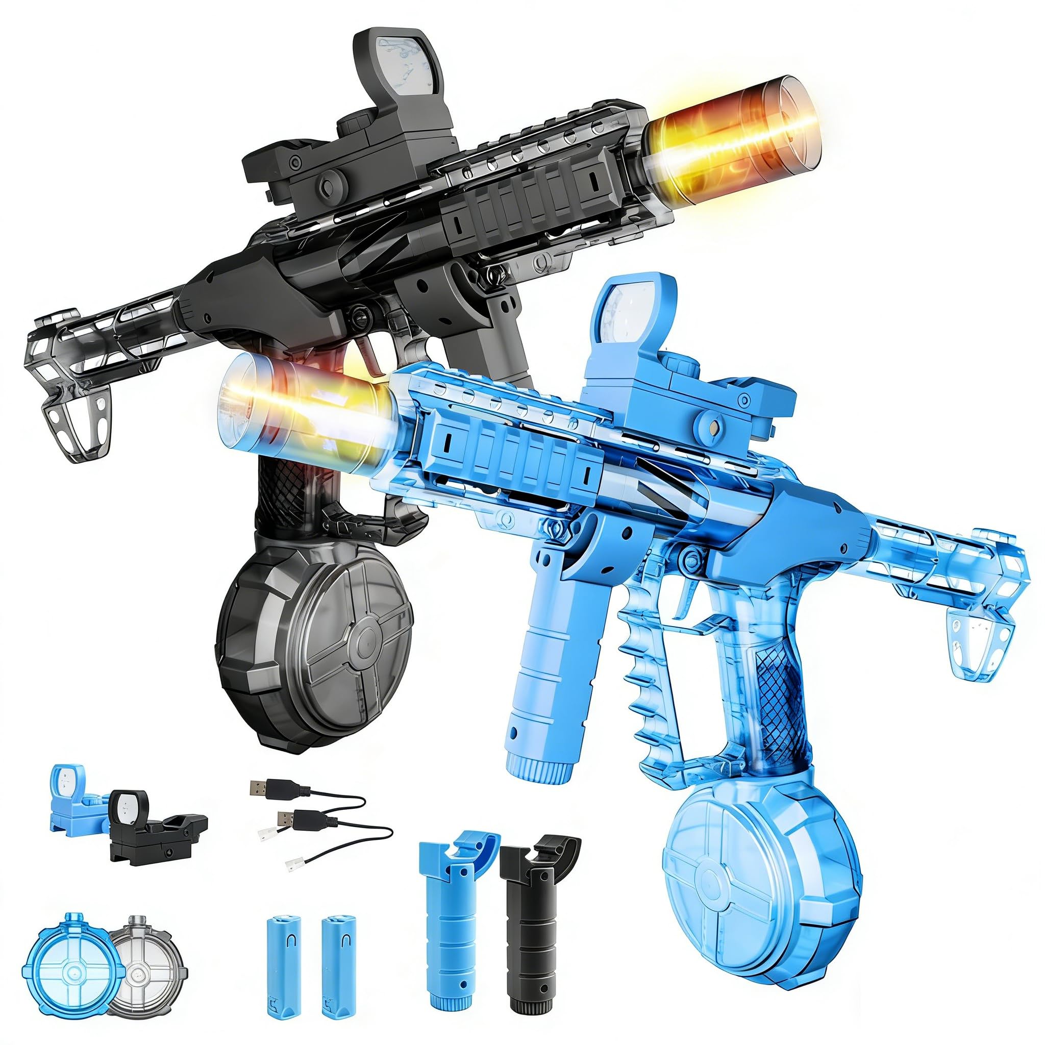 2 Pcs Electric Water Guns, 2026 New Squirt Water Gun For Kids And Adults, Powerful Water Pistols with Cool Lighting Effect, Long Range Motorised Watergun Blaster Toy for Swimming Pool Beach Party