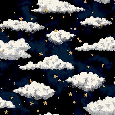 Arthouse Stars and Clouds Navy Wallpaper 923907 Nursery Kids Room