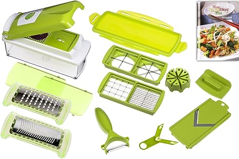 Genius 33975 Nicer Dicer Plus, Multischneider, 14 teiliges Set, grün