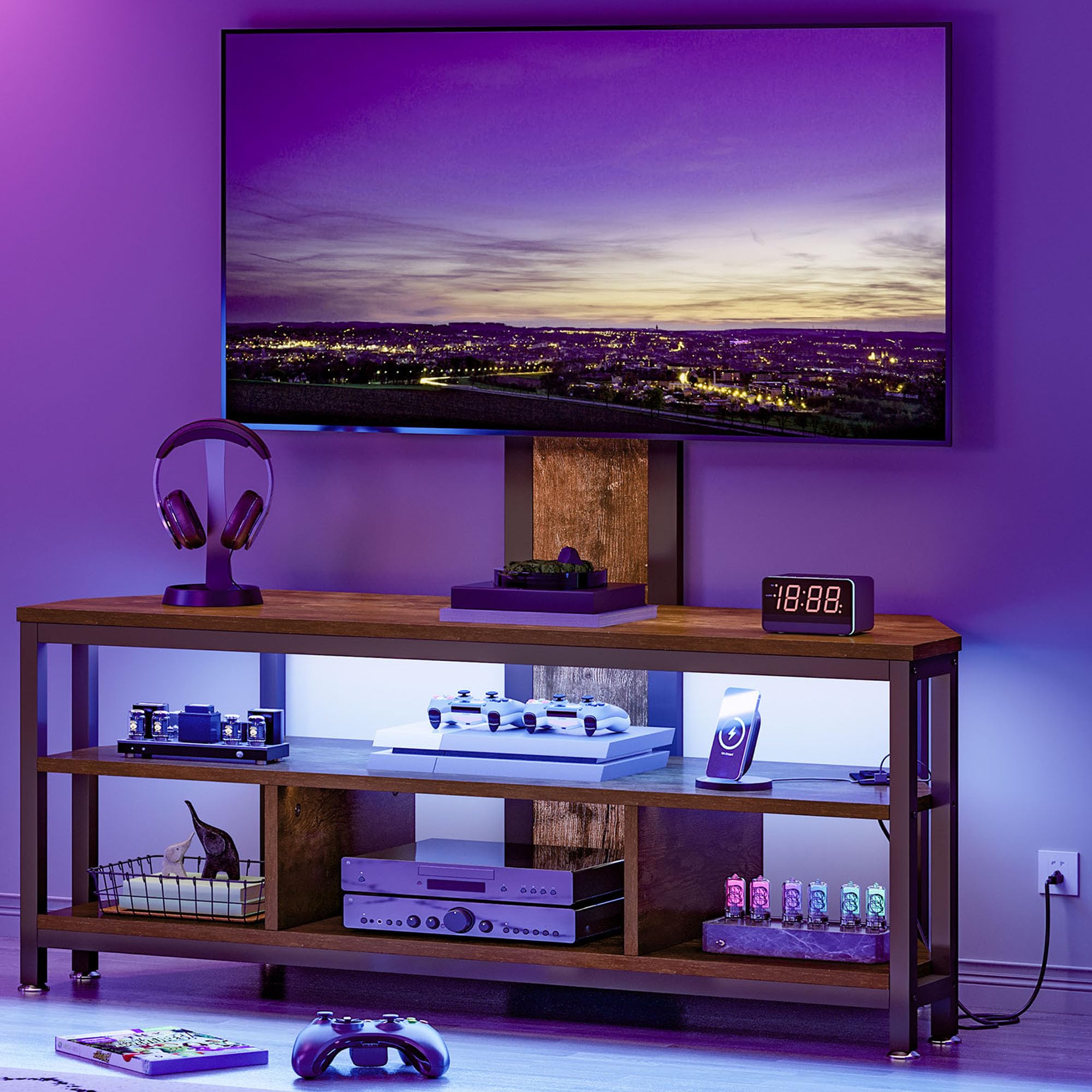 Photo 1 of ***Missing pieces****
DWVO TV Stand with Mount, Corner TV Stands for Living Room w/Power Outlet, LED Entertainment Center for 70/65/60 inch TV, Height Adjustable TV Console Cabinet, Rustic Brown