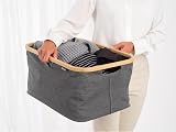 Brabantia 40L Foldable Laundry Basket Pepper Black Water Resistant Bamboo Rim view 5