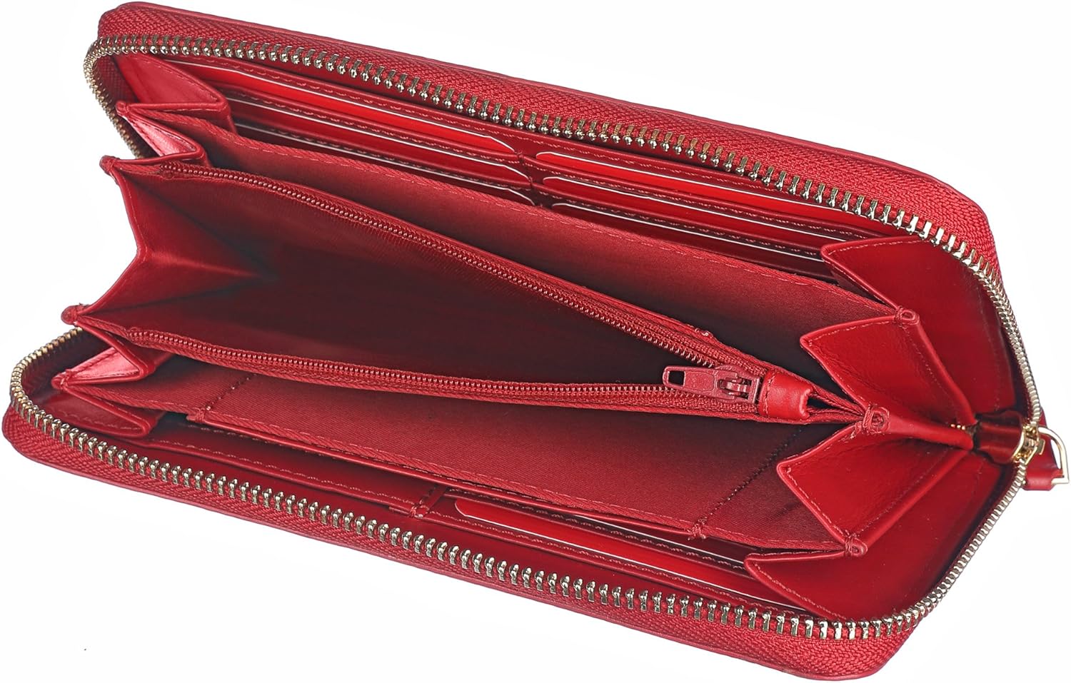 Women's Large Wallet - Handmade with Zip + Many Card Slots - Wallet - Wallet - Clutch, Red - Image 4