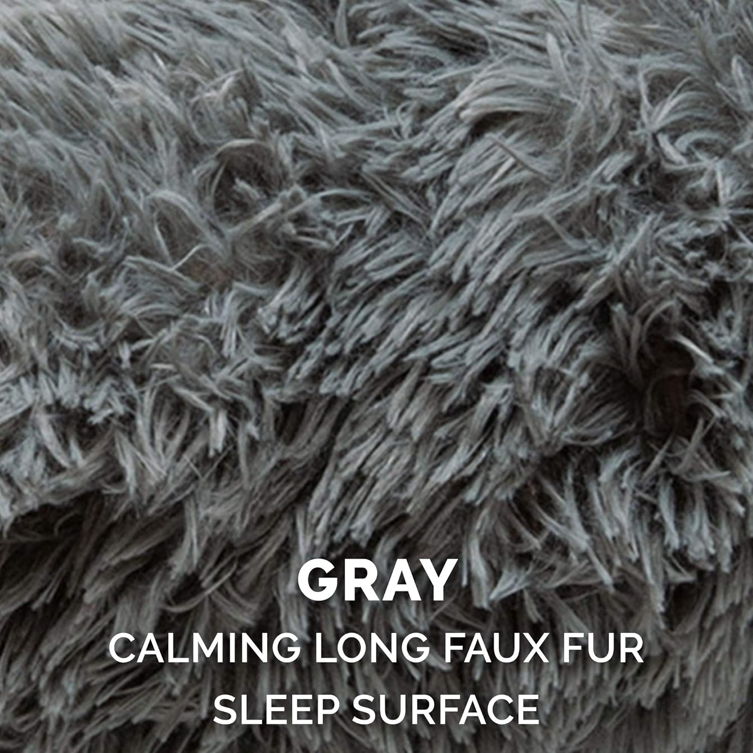 Furhaven Pet Dog Bed - Round Plush Long Faux Fur Ultra Calming Deep Sleep Soothing Cushion Cuddler Donut Pet Bed for Dogs and Cats, Gray, Small : Pet Supplies
