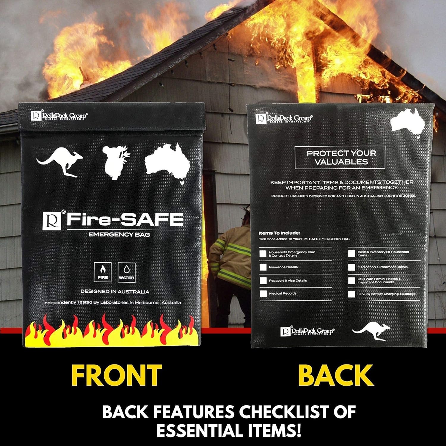 Fireproof/Waterproof Safe Bag - Fire Resistant Bag to Protect Your Items, The FireSafe is Both A Document Bag & A Fire Bag, This Fire Resistant Document Bag Has Been Independently Tested.: Office Products