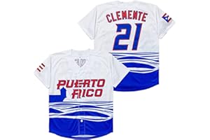 CHUYAMAOYI Mens Puerto Rico #21 Roberto Clemente #1 World Game Classic Baseball Jersey Stitched S-XXXL