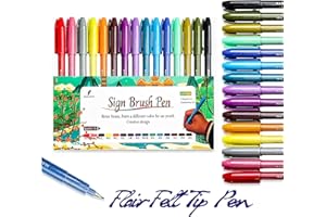 MAIKEDEPOT Sign Brush Pen, 15pcs Calligraphy pen Flair Pens Fine Point(0.4mm) Assorted Colors, Felt Tip Pens Art Brush Marker, Journaling Pen Set for Beginners Adult Hand Lettering Calligraphy