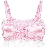 Satini Sissy Frilly Lace Fitted Silky Satin Lingerie Bralette