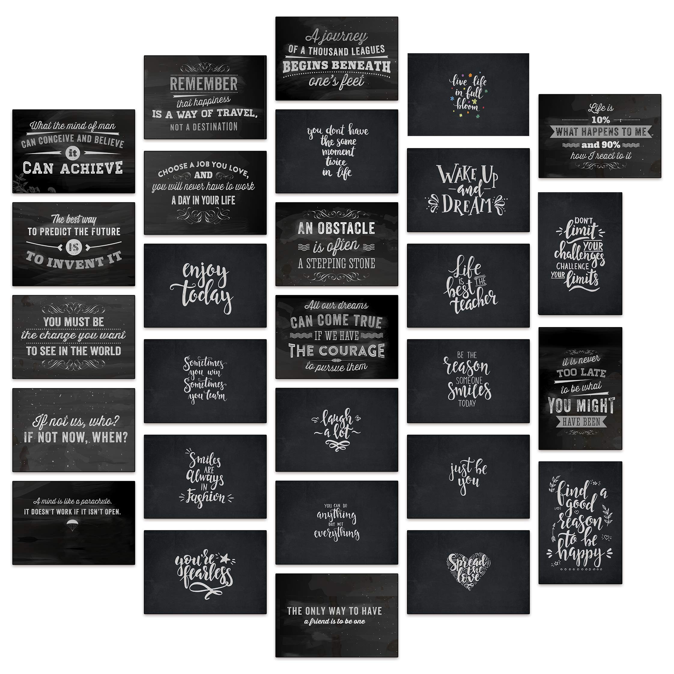 Inspirational and Motivational Postcards in Retro " Chalkboard/Blackboard Style " Set of 28 Postcards. 28 Different Motivational and Inspirational Quotes