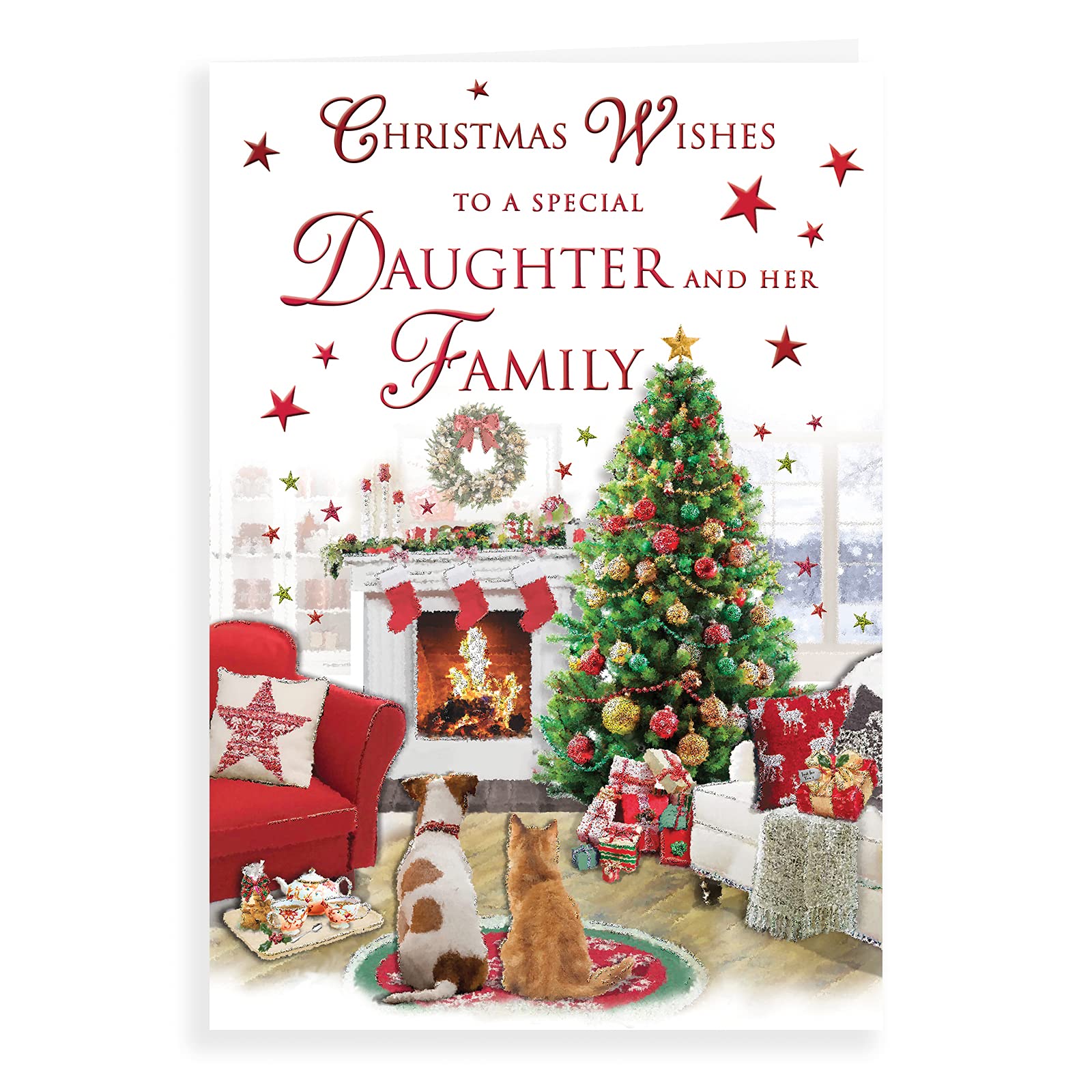 Piccadilly Greetings Traditional Christmas Card Daughter & Family - 9 x 6 inches - Regal Publishing,Multicoloured,C85382
