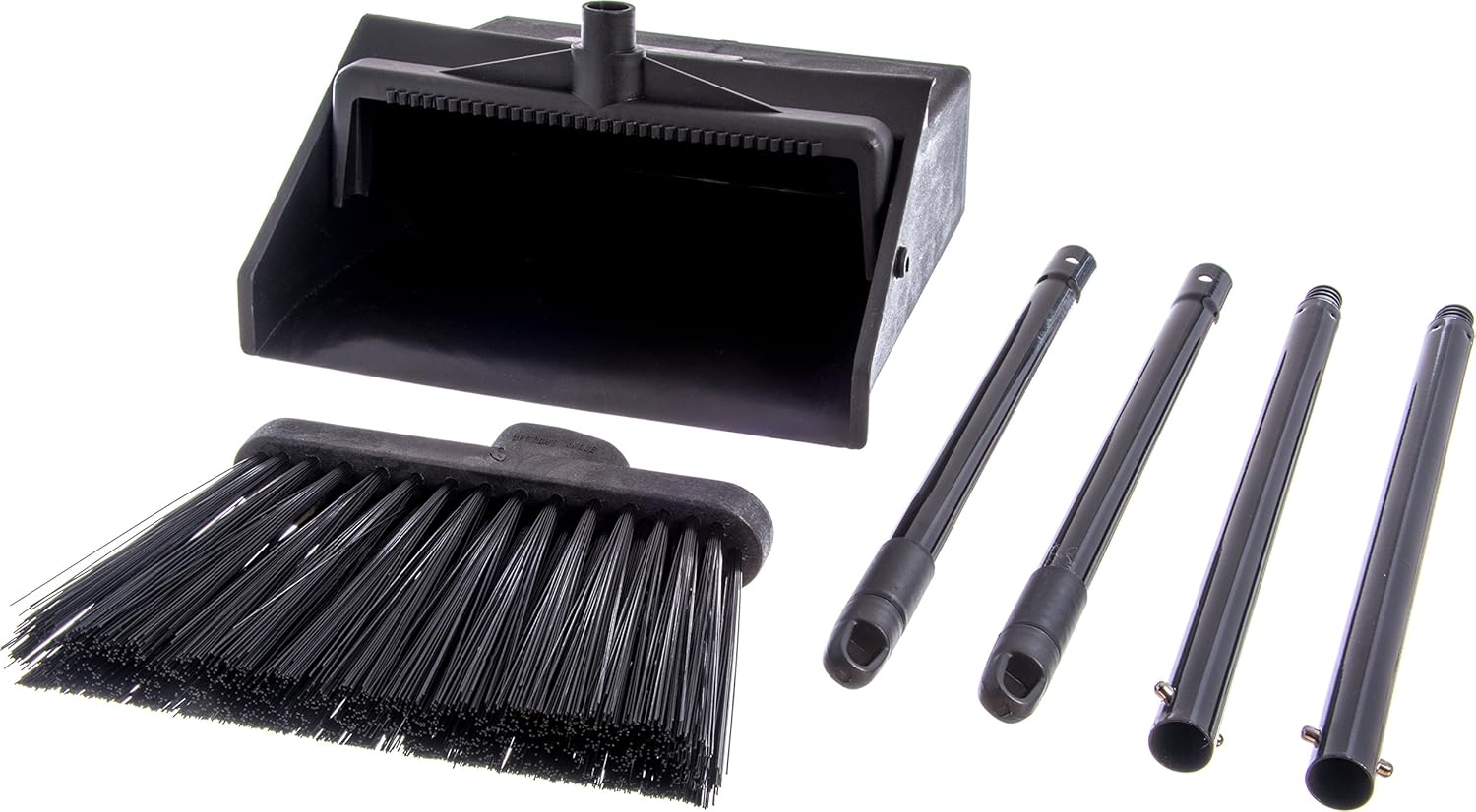 Carlisle 36141503 Duo-Pan Dustpan & Lobby Broom Combo, 3 Foot Overall Height, Black: Home & Kitchen