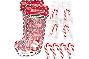 TWINKLE BITES 100 Pack Christmas Mini Candy Canes Packed In A Stocking – Individually Wrapped, Peppermint Flavor – Bulk Candy Canes Great Use For Stocking Stuffers, Classroom Partys, Party Favors, Holiday Decorations