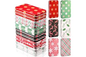 Zhengmy 18 Pcs Christmas Gift Card Boxes Holder Christmas Tins with Lids Card Boxes Bulk 6 Designs 4.33" x 2.6" x 0.6" Metal Tins for Xmas Holiday Present Stocking Stuffers Money Cookie Party Favor