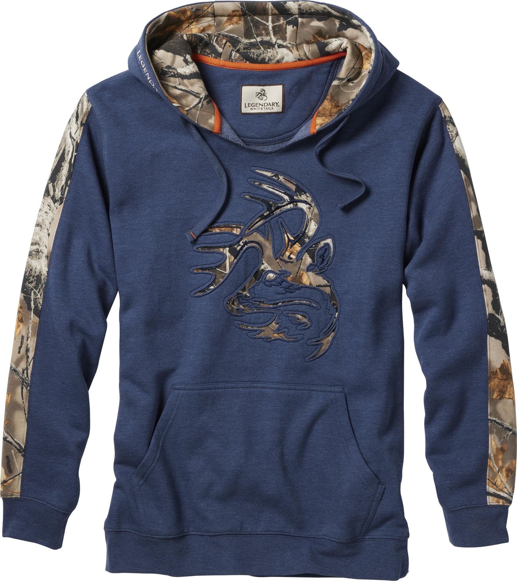 Legendary Whitetails Mens Camo Hoodie Pullover Sweatshirt Midweight V-Neck Design, Crater Lake Blue Heather, XLT Image Legendary Whitetails Mens Camo Hoodie Pullover Sweatshirt Midweight V-Neck Design, Crater Lake Blue Heather, XLT Image