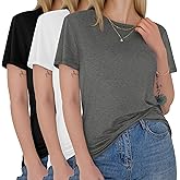 GAYHAY 3 Pack Womens T-Shirts - Short Sleeve Spring Summer Tops Crew Neck Trendy Casual Work Soft Basic Tees for Ladies 2026
