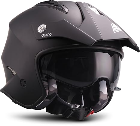 SOXON Motorrad-Helm, Schwarz, Größe S (55-56 cm)