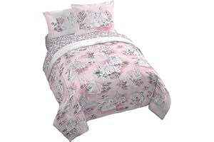 Jay Franco Kids Comforter Set Includes Sheets and Pillow Covers - Soft and Cozy Bed Set for Stylish Room Decor, Pink - Disney