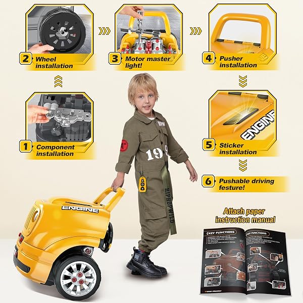 JUMLYS TOYS FOR 3, 4, 5, 6, 7, 8 YEARS OLD BOYS, LARGE TRUCK ENGINE TOYS FOR KIDS 3-5, 5-8 YEARS OLD, MECHANIC REPAIR SET WITH ELECTRIC DRILL, BIG TRUCK BUILDER KIT, IDEAL CHRISTMAS, BIRTHDAY GIFTS