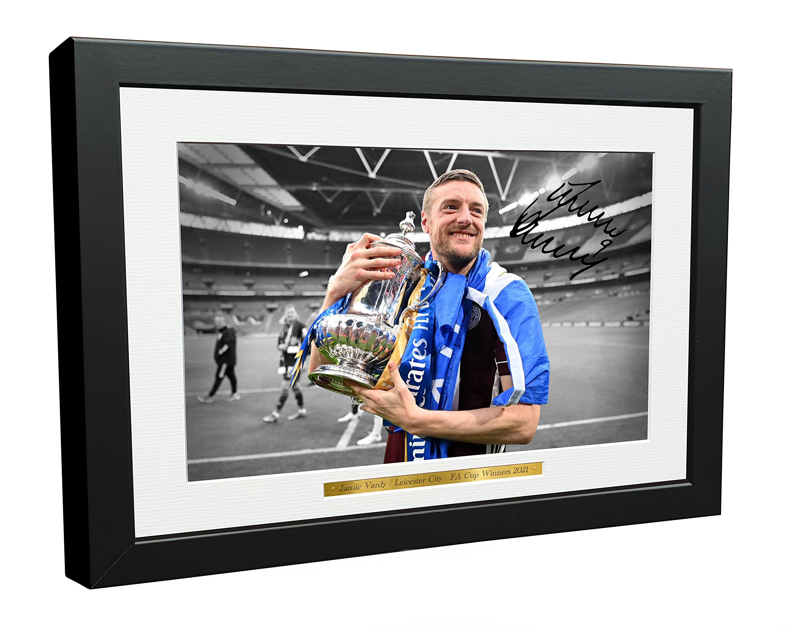 Kitbags & Lockers 12x8 A4 '2021 FA CUP WINNERS' Jamie Vardy Leicester City FC Signed Autographed Photo Photograph Picture Frame Poster Gift