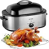 Roaster Oven 22 Quart Electric, Turkey Roaster with Self-Basting Lid Design, Large Stainless Steel Electric Turkey Roaster Ov