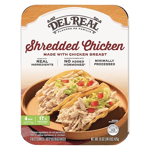 Del Real Foods Shredded Chicken Gluten Free 15 Ounce Pack | 17g protein per serving, fully cooked...
