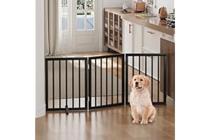 Freestanding Foldable Dog Gate - 3 Panel Room Divider (Black)