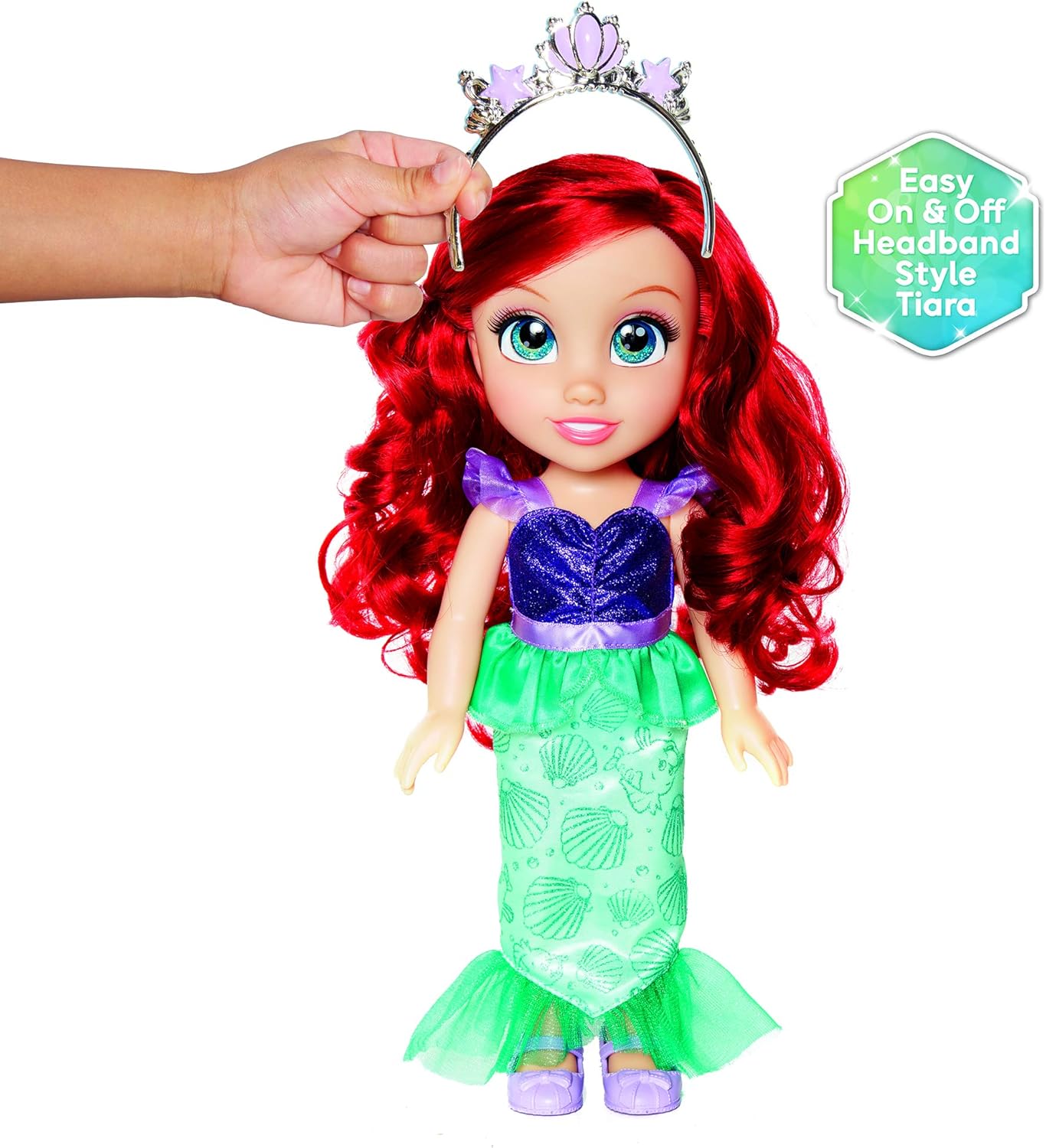Disney Princess Ariel Doll, 14” / 35cm Tall Doll with Royal Reflection Eyes Includes Removable Dress, Shoes and Tiara - Image 4