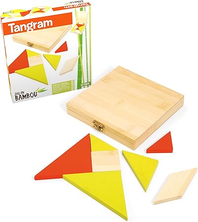 Amazon Com Jeujura Jeujuraj66103 Tangram Game In Bamboo Multi