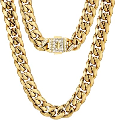 KRKC\u0026CO 12mm Iced Cuban Link Chain, 18k 