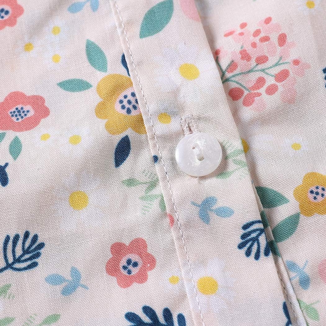 Colorful Childhood Vintage Baby Girls Floral Blouse for Spring Autumn Casual Ruffles Collar Flower Long Sleeve Shirt Tops: Clothing