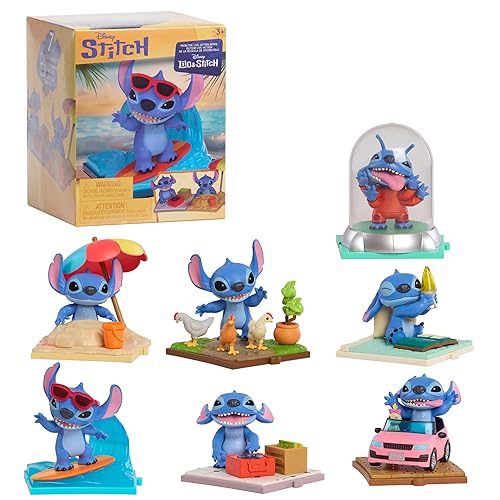 Just Play Disney Stitch Live-Action Movie Time 7,6 cm Collectible Figures, Inspired by Disney's New Live-Action Lilo & Stitch Movie, Blind Box Collectible Toys, Home Decoration, Kids Ages 3