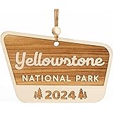 Wood National Park Ornaments, USA National Park Gifts for Travelers, Decor for Christmas Tree, 2024 Keepsake, Gifts for Hiking Lovers (Yellowstone)