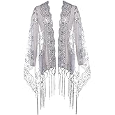 BABEYOND 1920s Shawl Wraps Sequin Fringed Evening Cape Wedding Bridal Shawl Scarf for Evening Dresses Party