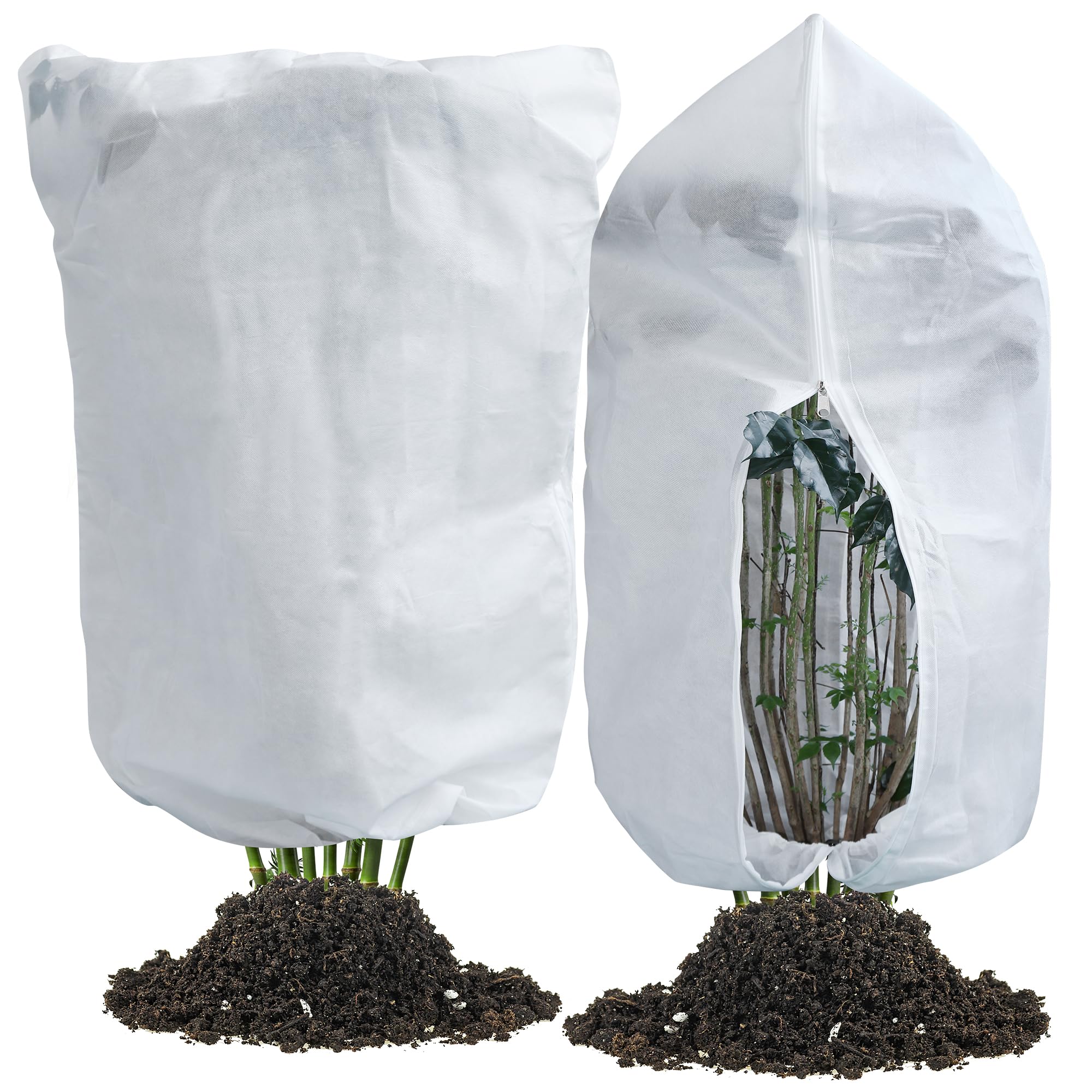 Huiguli 2 Pcs Frost Protection Plant Covers, 80x120cm Garden Fleece Plant Protection Bag with Drawstring, 70gsm Large Frost Blankets for Plants, Winter Fruit Tree Potted Shrub Plants Protectors Guards